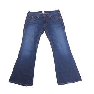 True Religion Jeans 36 Joey Big T Low Rise Rave Twisted Baggy Stitch Jnco Y2K